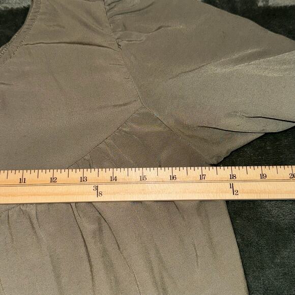 KIRUNDO One Shoulder Mini Baby Doll Khaki Green Dress Boho Women's Size Small - Picture 8 of 9